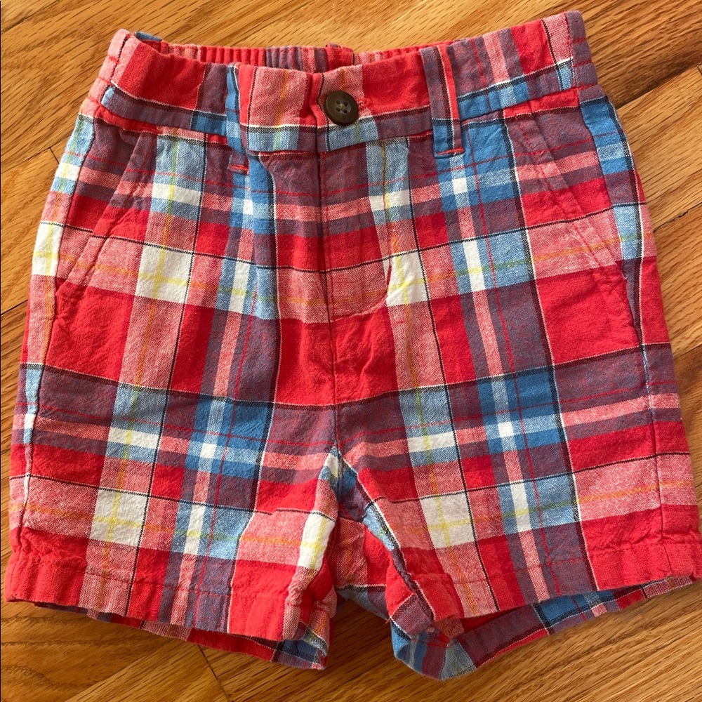 Janie and Jack Red and Blue Plaid Shorts